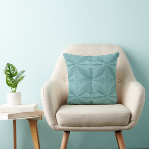 Turquoise Origami Pattern Throw Pillow