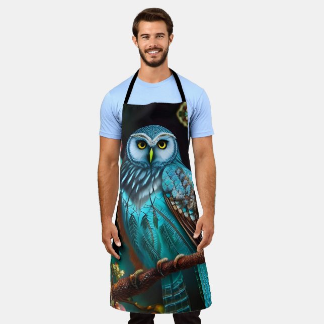 Turquoise owl apron (Worn)