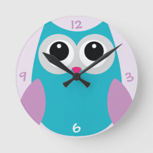 Turquoise Owl Clock