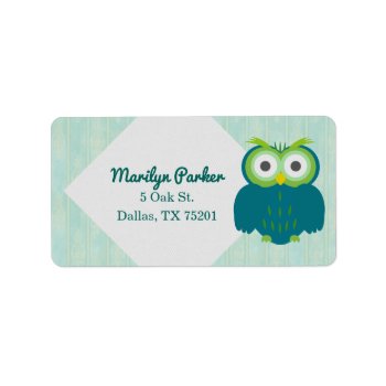 Turquoise Owl Customizable Address Labels by retroflavor at Zazzle
