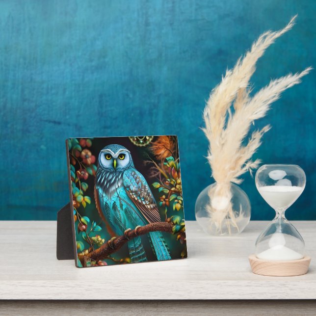 Turquoise owl plaque (Insitu)