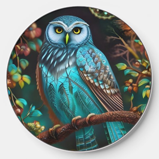 Turquoise owl wireless charger (Front)
