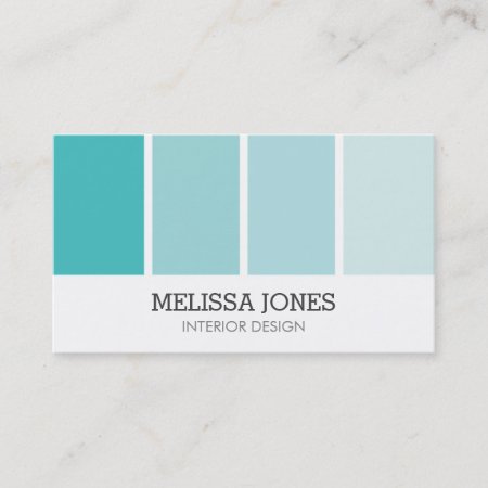 Turquoise Paint Chip Painting Interior Design Business Card