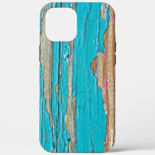 Turquoise Paint On Weathered Wood iPhone 12 Pro Max Case
