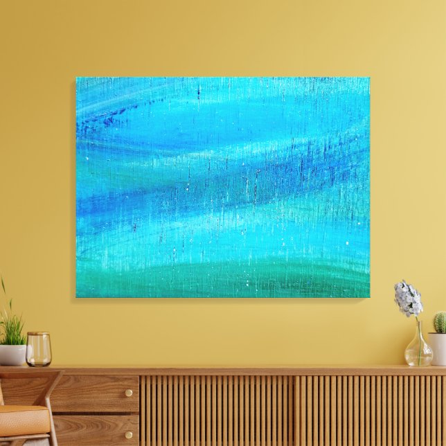 turquoise paint pattern canvas print (Insitu(LivingRoom))