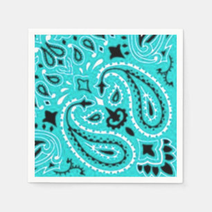 Turquoise Paisley Bandana Scarf BBQ Picnic Napkin