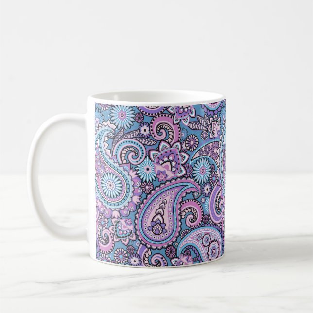 Turquoise Paisley Coffee Mug (Left)
