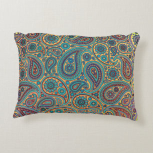 Turquoise Paisley design Decorative Pillow
