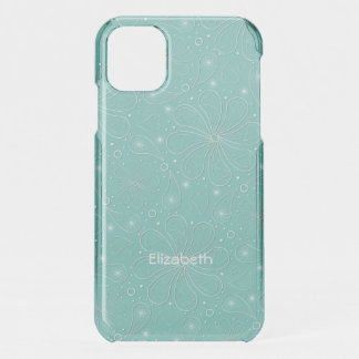 Turquoise Paisley Floral Hearts Pattern iPhone 11 Case