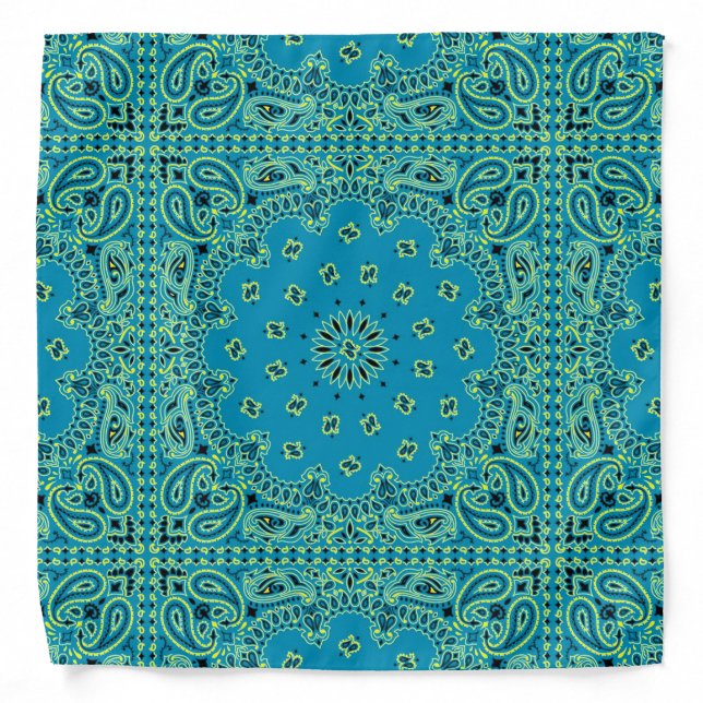 Turquoise Paisley Hippie Bandana Scarf (Front)