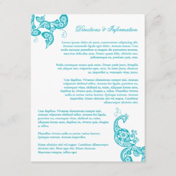 Turquoise Paisley Peacock Chic Wedding Information Enclosure Card by fatfatin_blue_knot at Zazzle