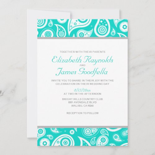 Turquoise Paisley Wedding Invitations