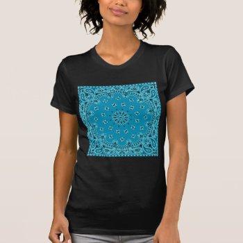 Turquoise Paisley Western Bandana Scarf Print T-shirt by PrintTiques at Zazzle