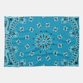 Turquoise Paisley Western Bandana Scarf Print Towel by PrintTiques at Zazzle