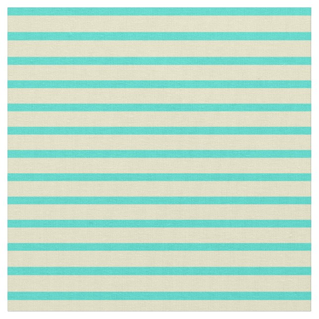 Turquoise & Pale Goldenrod Stripes Fabric (Close Up)