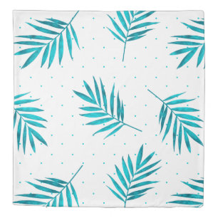 Turquoise palm leaves pattern duvet cover