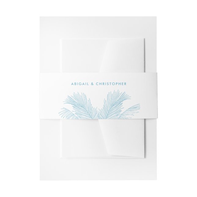 Turquoise Palm Leaves Tropical Beach Wedding Invitation Belly Band (Front Example)