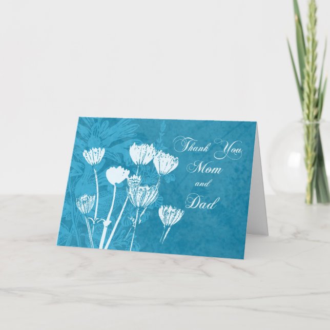 Turquoise Parents  Wedding Day Thank You Card (Front)