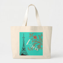 Turquoise Paris Shopping Or Beach Bag