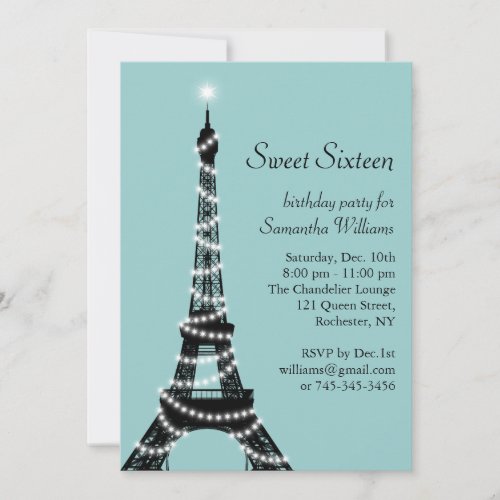 Turquoise Parisian Sweet 16 Invitation