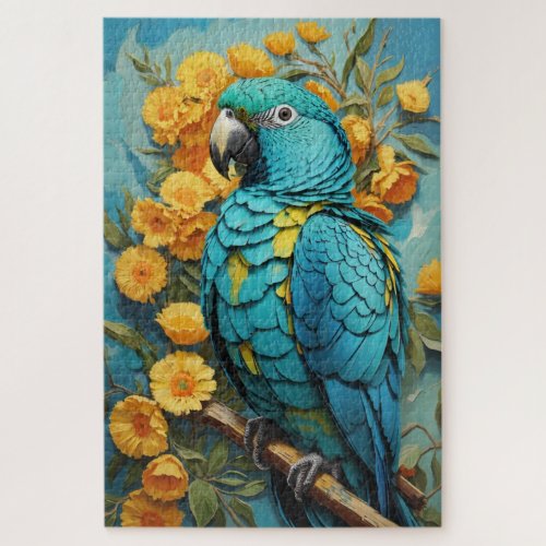 Turquoise Parrot Splendor Jigsaw Puzzle