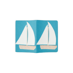 Turquoise Passport Holder with a White Sailboat
