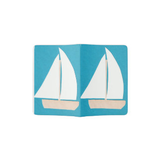 Turquoise Passport Holder with a White Sailboat
