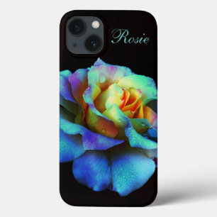 Turquoise Pastel Rainbow Rose iPad case