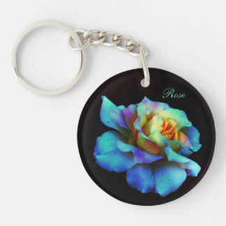 Turquoise Pastel Rainbow Rose KeyChains