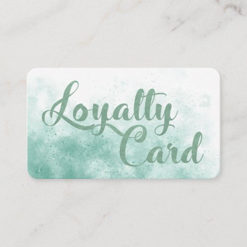 Turquoise pastel watercolor Texture Foil effect Loyalty Card