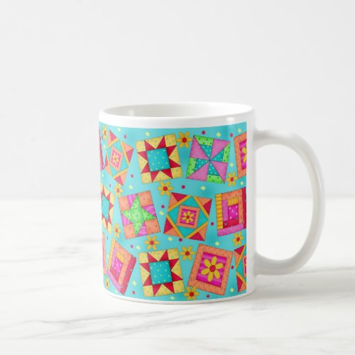 Turquoise Patchwork Quilt Design Mug Turquoise Patchwork Quilt Design Mug