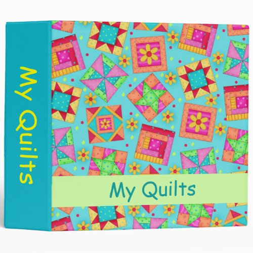 Turquoise Patchwork Quilt Personlizable Album Binder