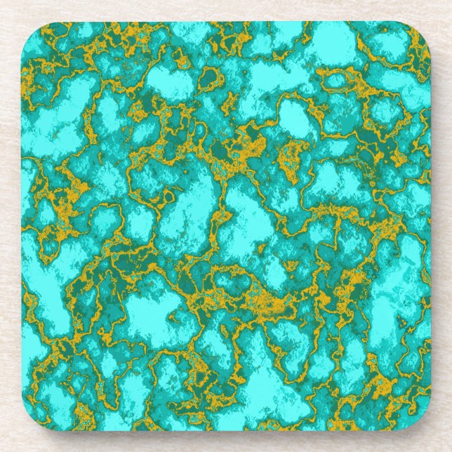 Turquoise Pattern Beverage Coaster (Front)