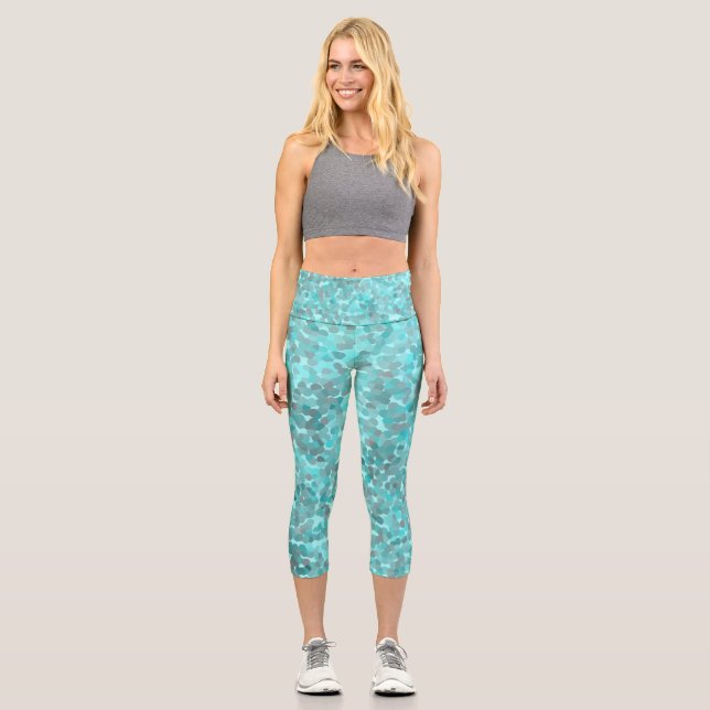 Turquoise Pattern Capri Leggings (Front)