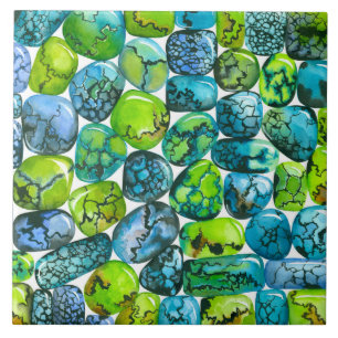 Turquoise pattern ceramic tile
