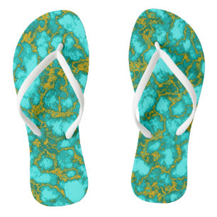 Turquoise Pattern Flip Flops