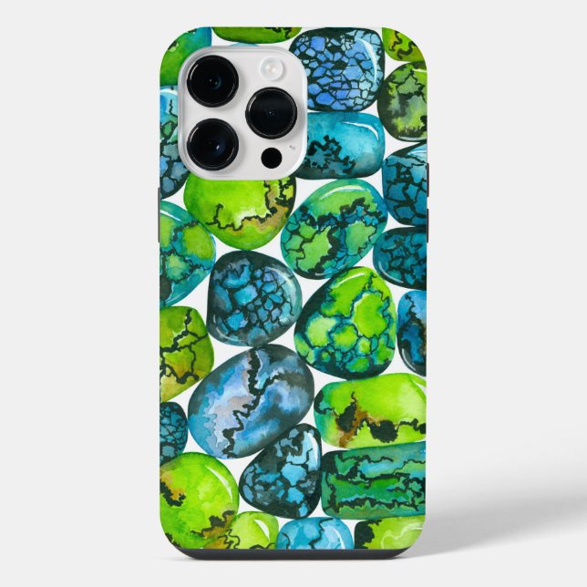 Turquoise pattern iphone case (Back)