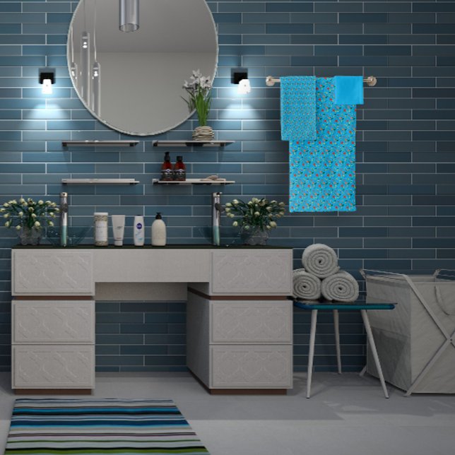 Turquoise Pattern  mini wildflower  Bath Towel Set (Creator Uploaded)