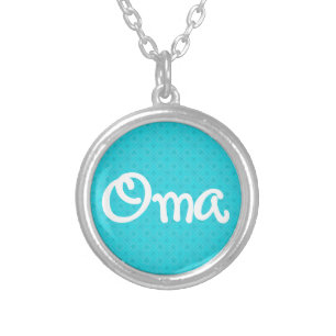 Turquoise Pattern Oma Silver Plated Necklace