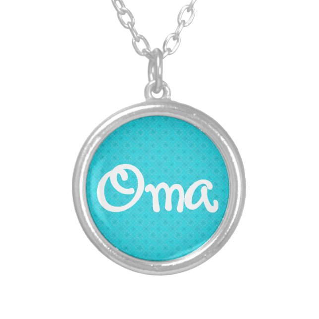 Turquoise Pattern Oma Silver Plated Necklace (Front)