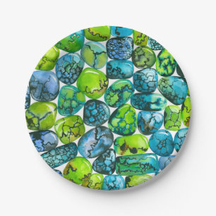 Turquoise pattern paper plates