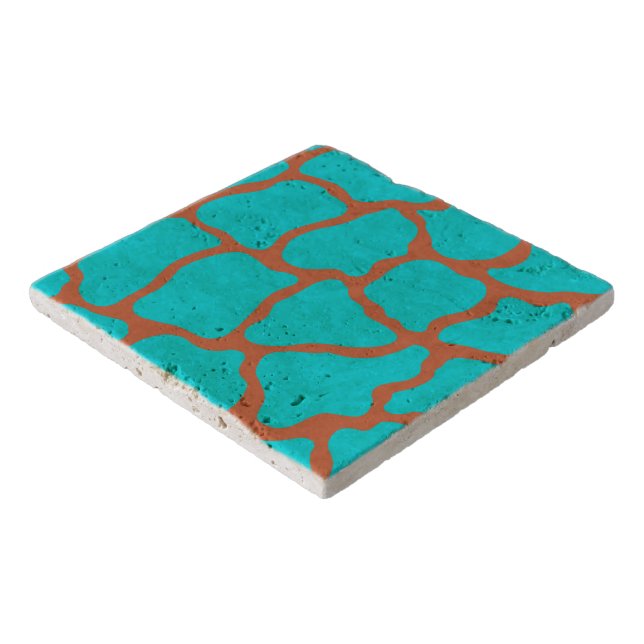 Turquoise Pattern Stone Kitchen Trivet (Corner)
