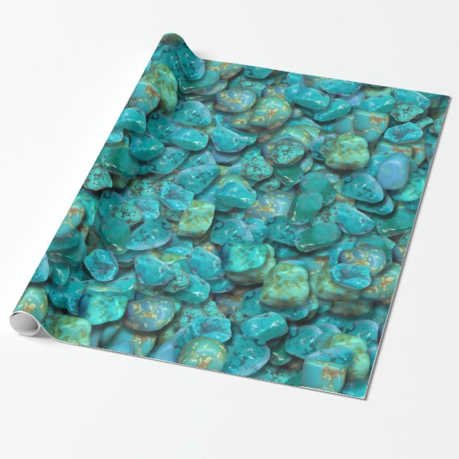 Turquoise Pattern Wrapping Paper (Unrolled)