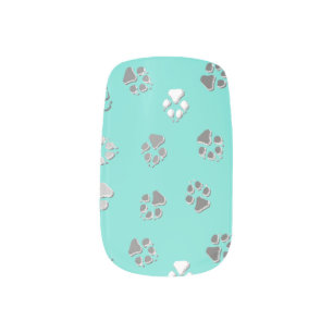 Turquoise Pawprint Minx Nail Wraps