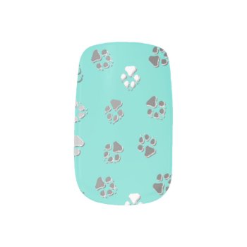 Turquoise Pawprint Minx Nail Wraps by K2Pphotography at Zazzle