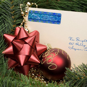 Turquoise Peace & Joy Christmas Label