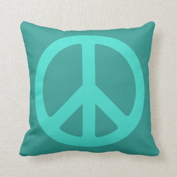 Turquoise Peace Symbol Throw Pillow by peacegifts at Zazzle