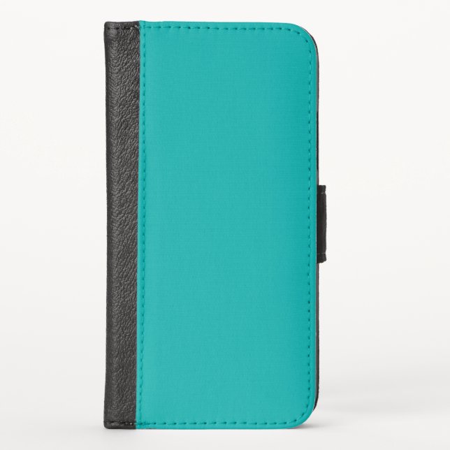 Turquoise Peacock Background Ready to Customize iPhone Wallet Case (Front)
