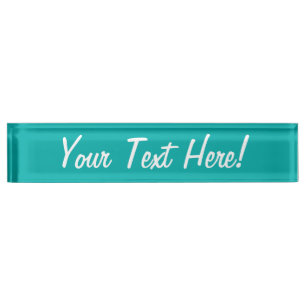 Turquoise Peacock Background Ready to Customize Name Plate