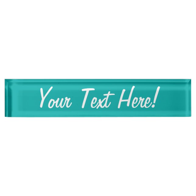 Turquoise Peacock Background Ready to Customize Name Plate (Front)